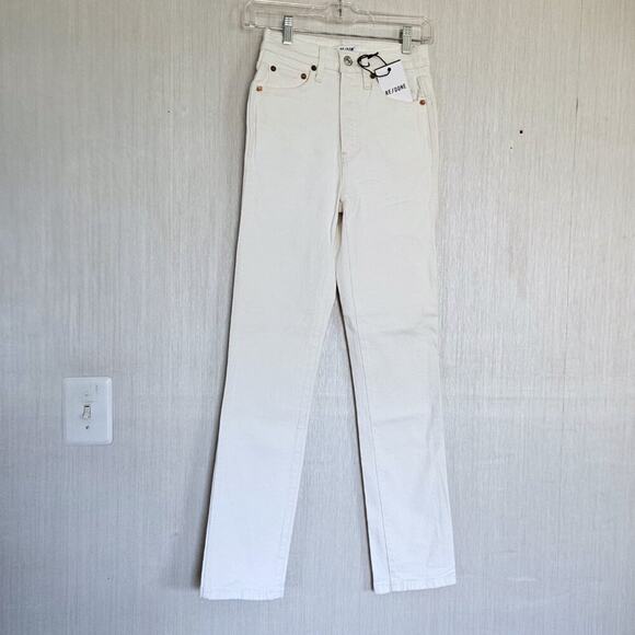 RE/DONE Originals 80s Slim Straight Jeans in Vintage White - sz 24 - NWT - Picture 2 of 10